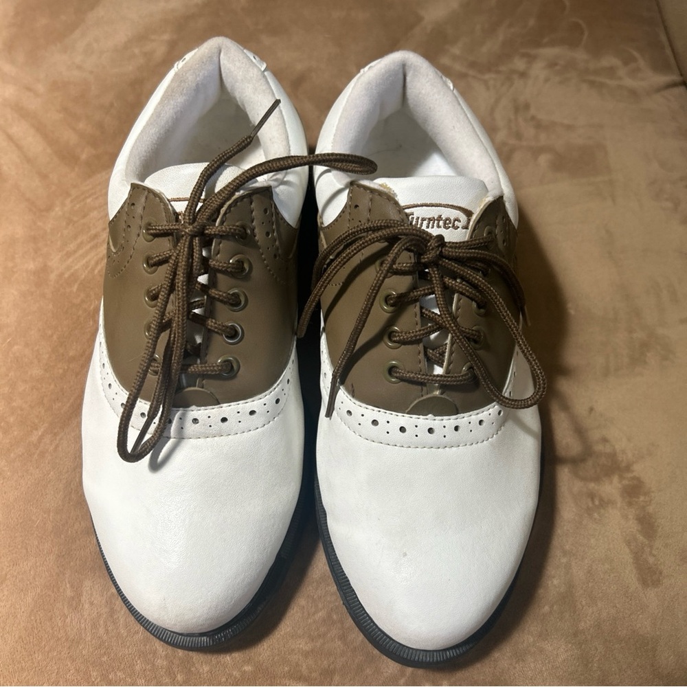 Turntec White and Brown Athletic Golf Shoes Women’s Sz 7